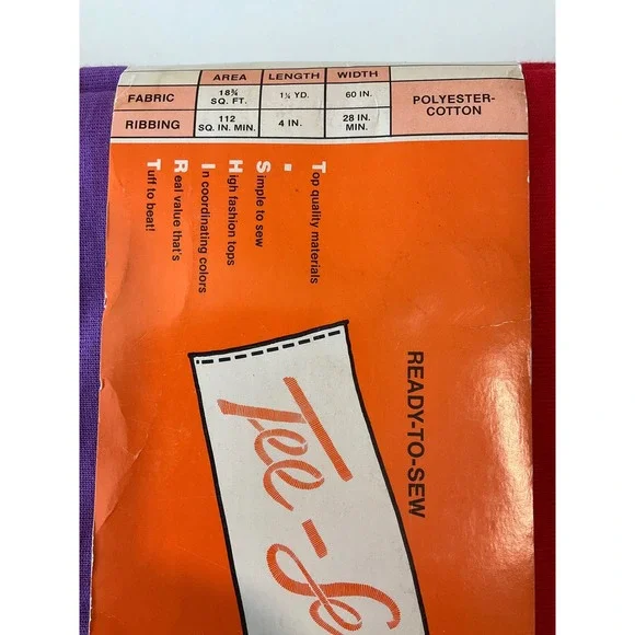 Vintage Ready-To-Sew Tee-Set Colorful Stripes Fabric ONLY Jersey 80s Crafting - Picture 2 of 5